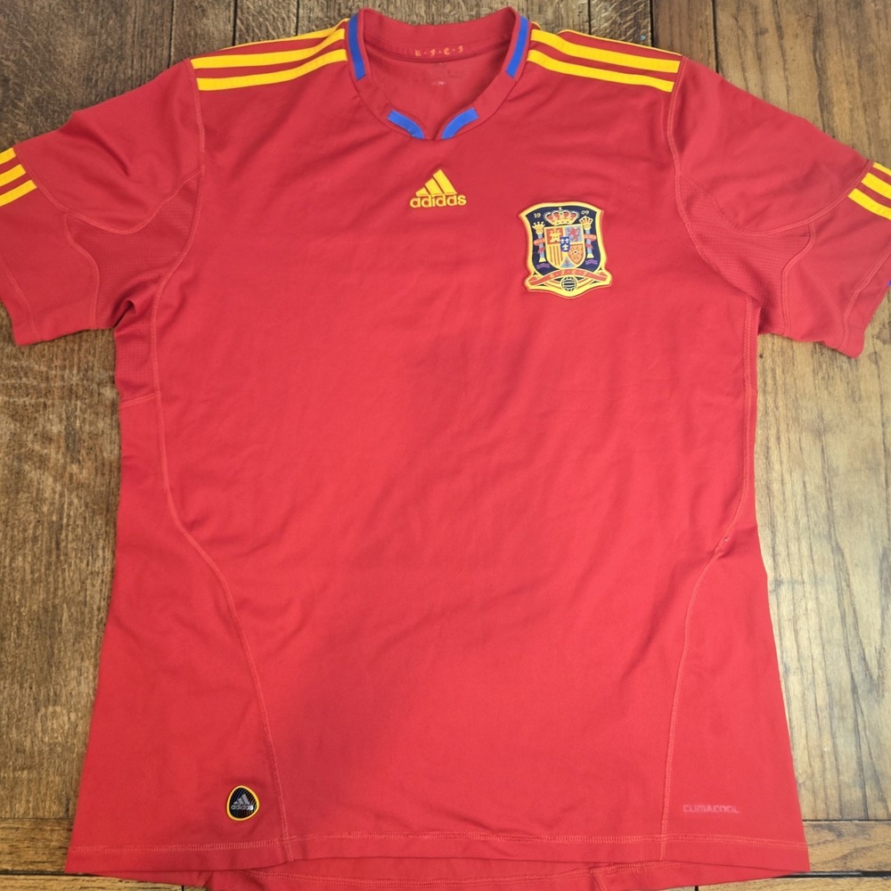 Spain National Team Futbol Jersey Sz Lg Adidas España Red Climacool R.f.c.f.